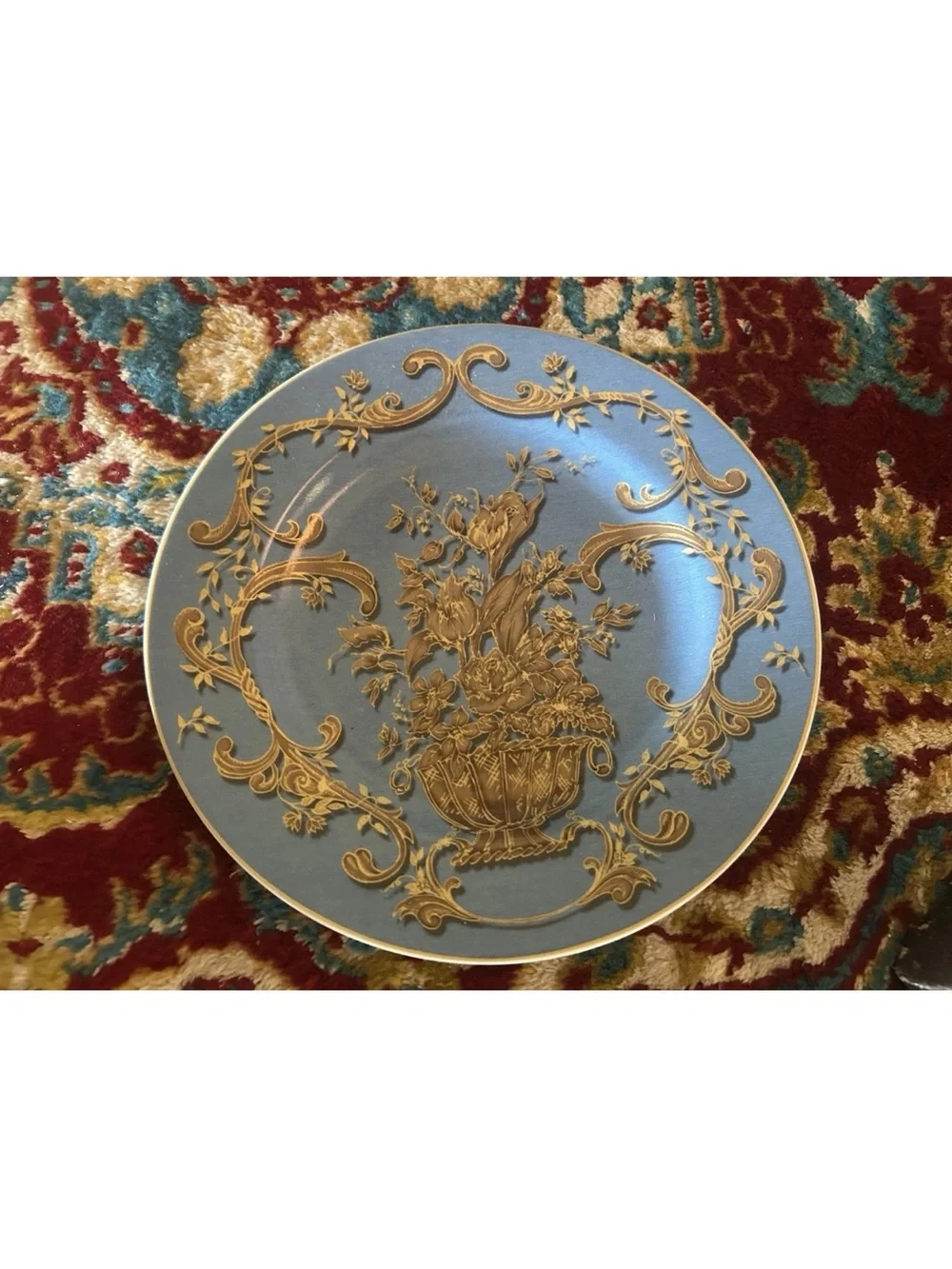 4 American Atelier At Home Blue Jardiniere  Dessert Plates 5240 In Box